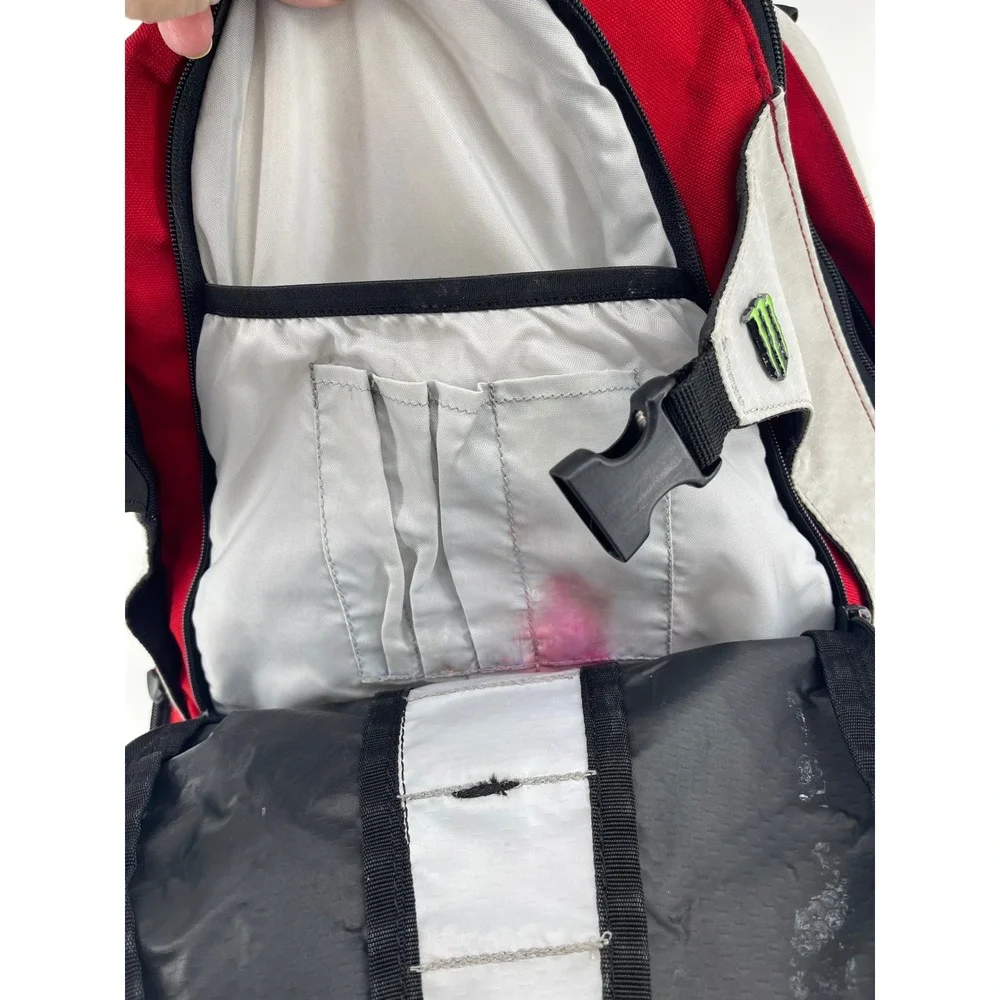 Burton Snowboard Company Backpack Red Black Gray TMNT Patch Monster Energy Pin